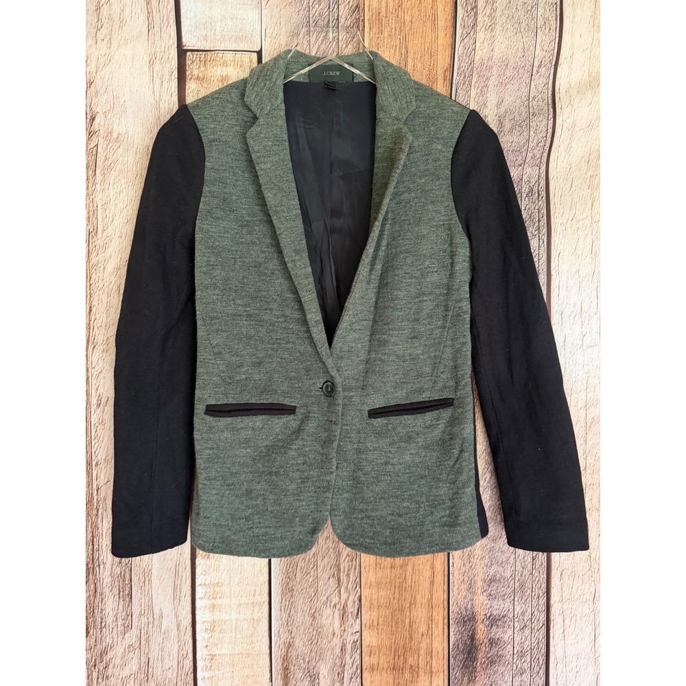J.Crew Wool Blend Schoolboy Blazer Colorblock Career Preppy Gray Navy Size 0